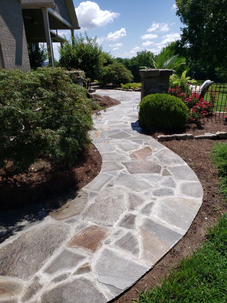 Flagstone walkway with white mortar Belle Meade