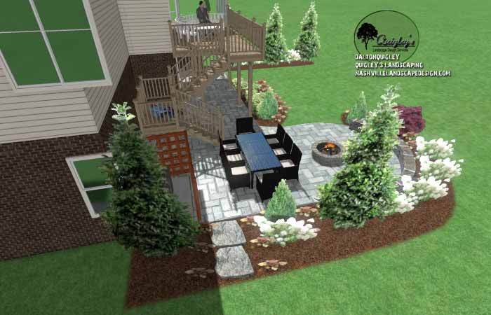 Modern Paver Patio with Seating Wall Landscape Design Murfreesboro