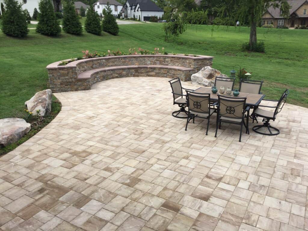 Large patio with seat wall Brentwood