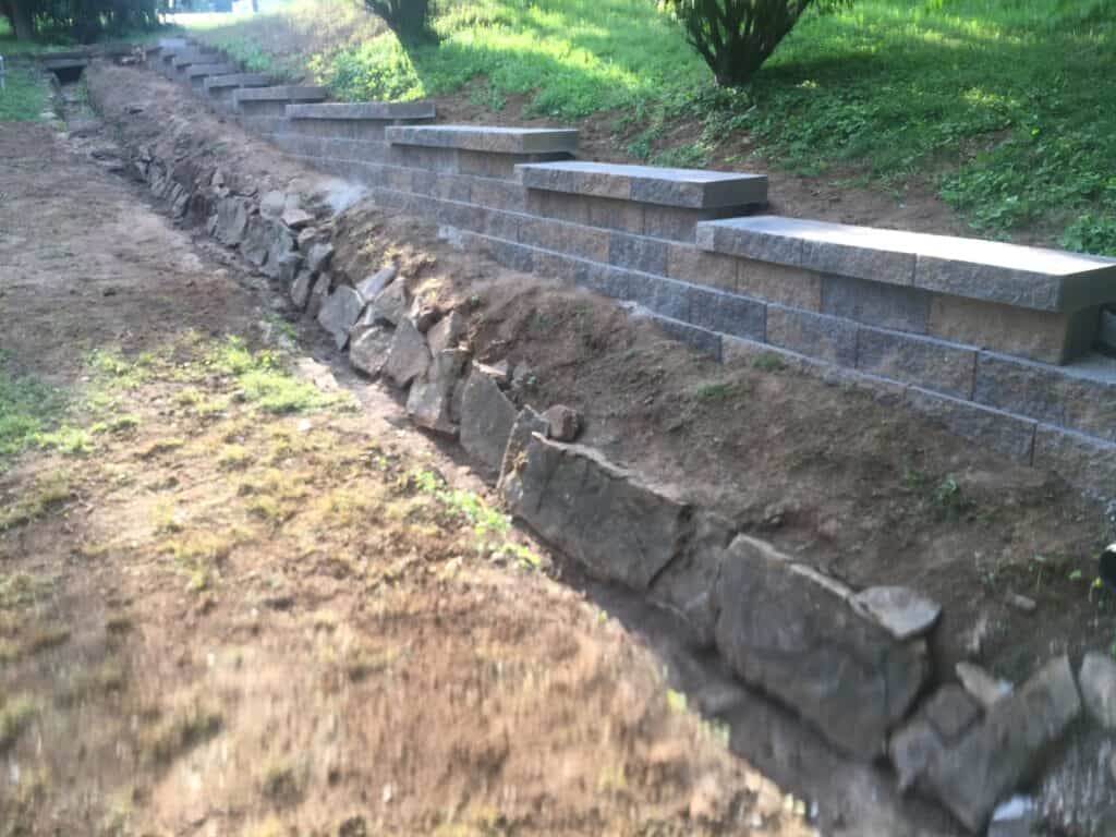 Retaining wall made of landscape block, Franklin