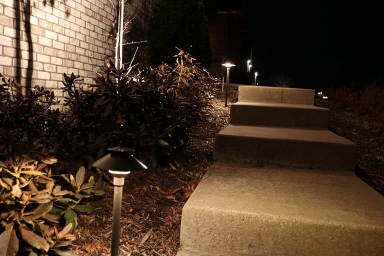 bed with lights front of house outdoor lighting nolensville 4