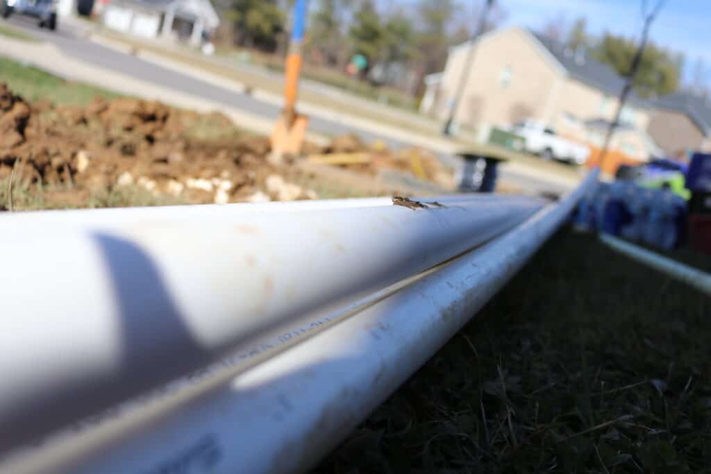 Closeup of pvc irrigation pipes nolensville