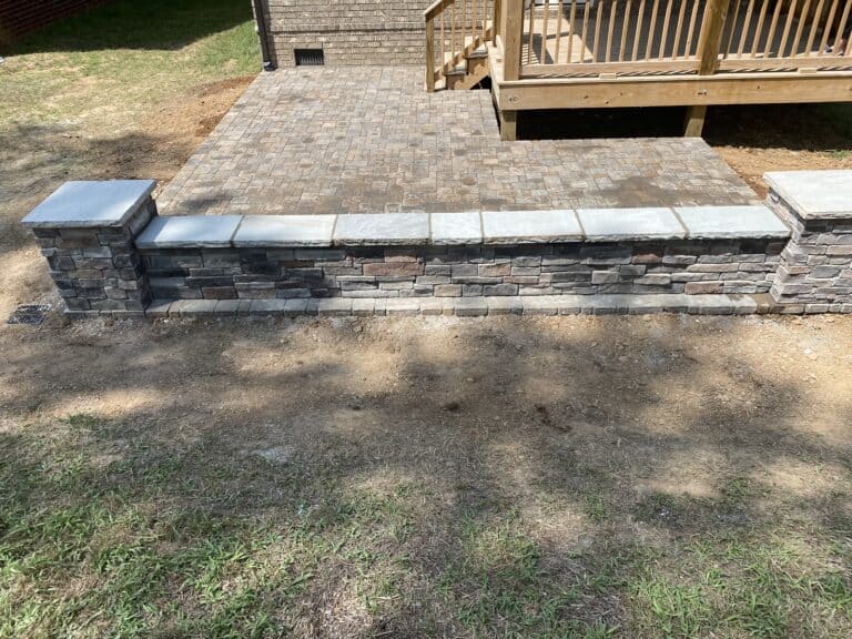 Seat wall paver patio deck Spring Hill